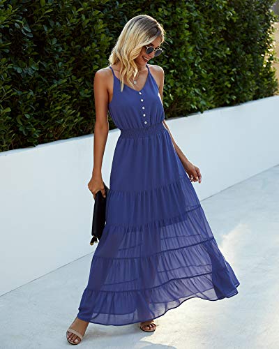 Image of PRETTYGARDEN Women's 2026 Summer Maxi Dress Spaghetti Strap Sleeveless High Waist Beach Vacation Long Sundresses
