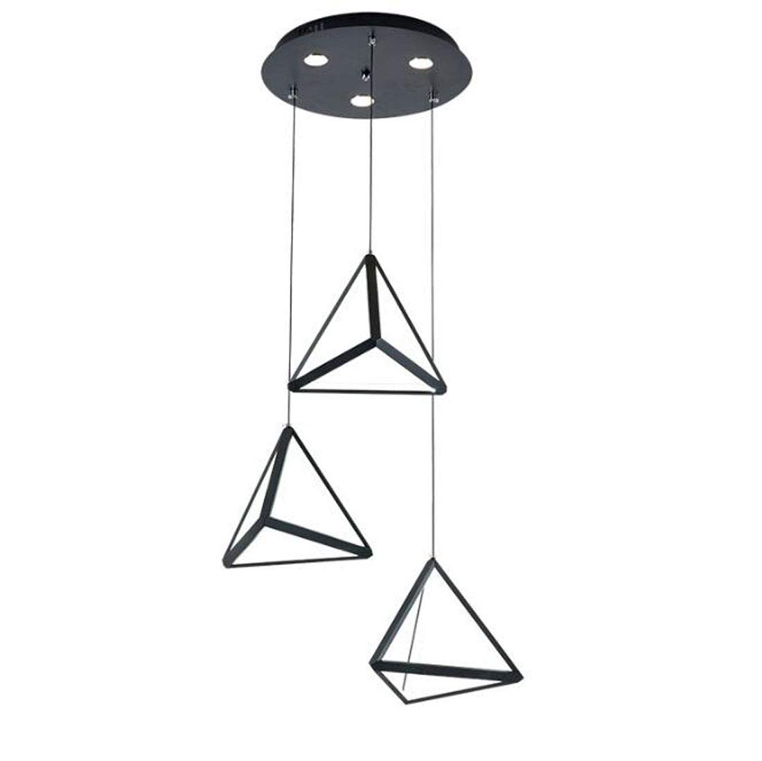 Lustre en fer forgé noir de style suspension LED géométrique à trois têtes