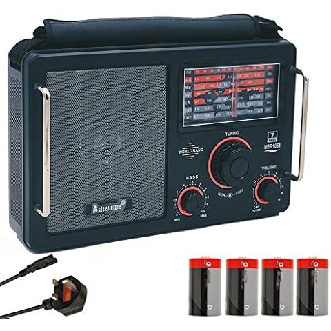 Steepletone MBR1051-19 (Mk 4 Model) High Sensitivity World Multi Band Radio Receiver - Airband - Shortwave - FM - MW & LW (AM) - 7 Band - ELECTRIC & BATTERY (Batteries INCLUDED) - Black Cover