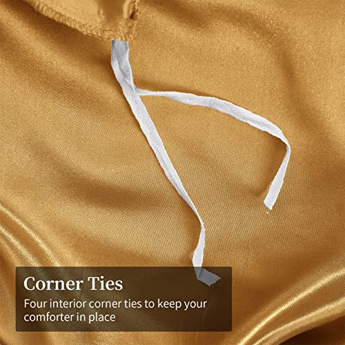 Yuhx 2 Pieces Satin Duvet Cover Set,Twin Size Silky Satin Bedding Sets Gold Duvet Cover With Zipper Closure,1 Duvet Cover + 1 Pillowcase(Twin,Gold ) #TOP4