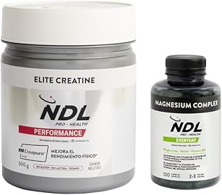 NDL Pro-Health Creatina monohidratada Creapure® en polvo + Magnesium Complex con Vitamina B6 y D | Mejora el rendimiento físico y obtén más energía para tu día a día | Una marca de Rafa Nadal