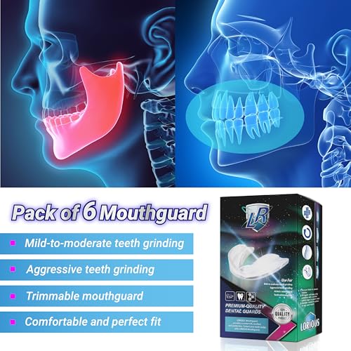 Image of Moldable Mouthguards Pack of 6 in 3 Different Sizes- Customizable, Moldable, Trimmable Dental Night Guard for Teeth Grinding, Clenching, Athletic Sports, and Whitening Tray