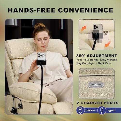 Image of Dual Motor Power Lift Recliner Chair, Medium-Wide, White Fabric