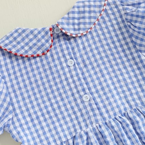 Little Girl Back to School Outfit Apple Short Sleeve Plaid Dress First Day of School Class Clothes3