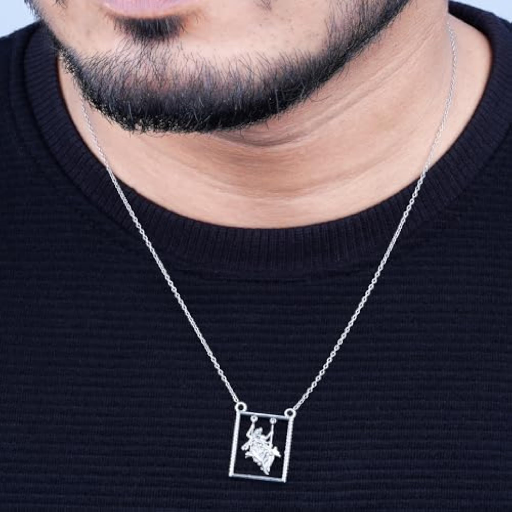 Lord Radha Krishna Pendant Necklace, 925 Silver Gift
