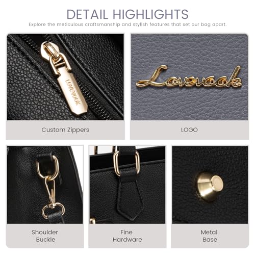 Image of LOVEVOOK Purses and Handbags for Women, Tote Shoulder Bag Satchel Black Purse and PU Leather Top Handle for ladies