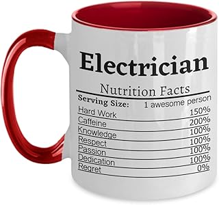 Electrician Nutrition Facts Mug Electrician Gift For Electrician Gift Ideas Electrician Appreciation Electrician Coffee Mug Electrician Cup