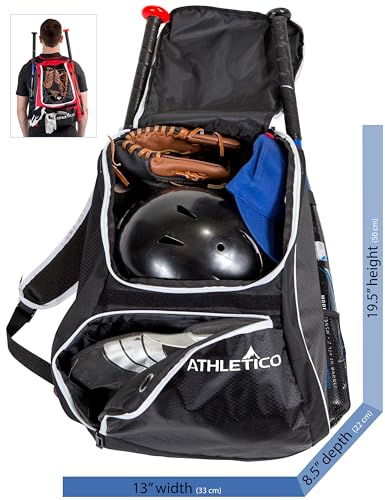 image for Athletico Baseball Bat Bag - Backpack for Baseball, T-Ball & Softball 