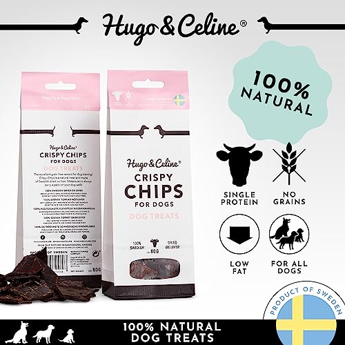 Hugo & Celine Crispy Chips Dog Treats, 100% Swedish Dried Liver, Healthy, Natural Dog Treats, Grain Free and Low Fat - Image 2