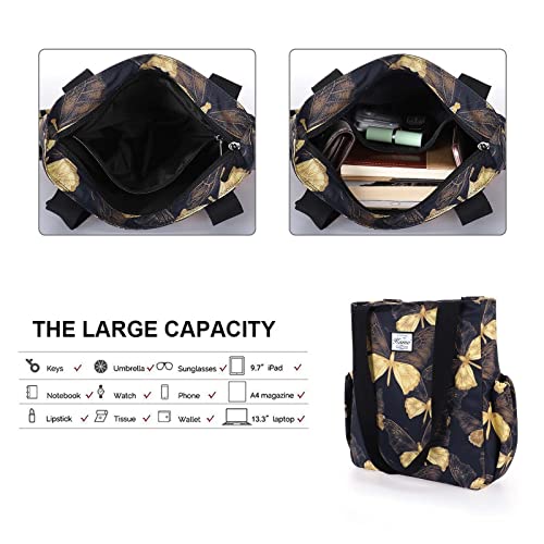 Image of KAMO Floral Tote Bag - Waterproof Lightweight Handbags Travel Shoulder Bag for Hiking Yoga Gym Swimming Travel Beach