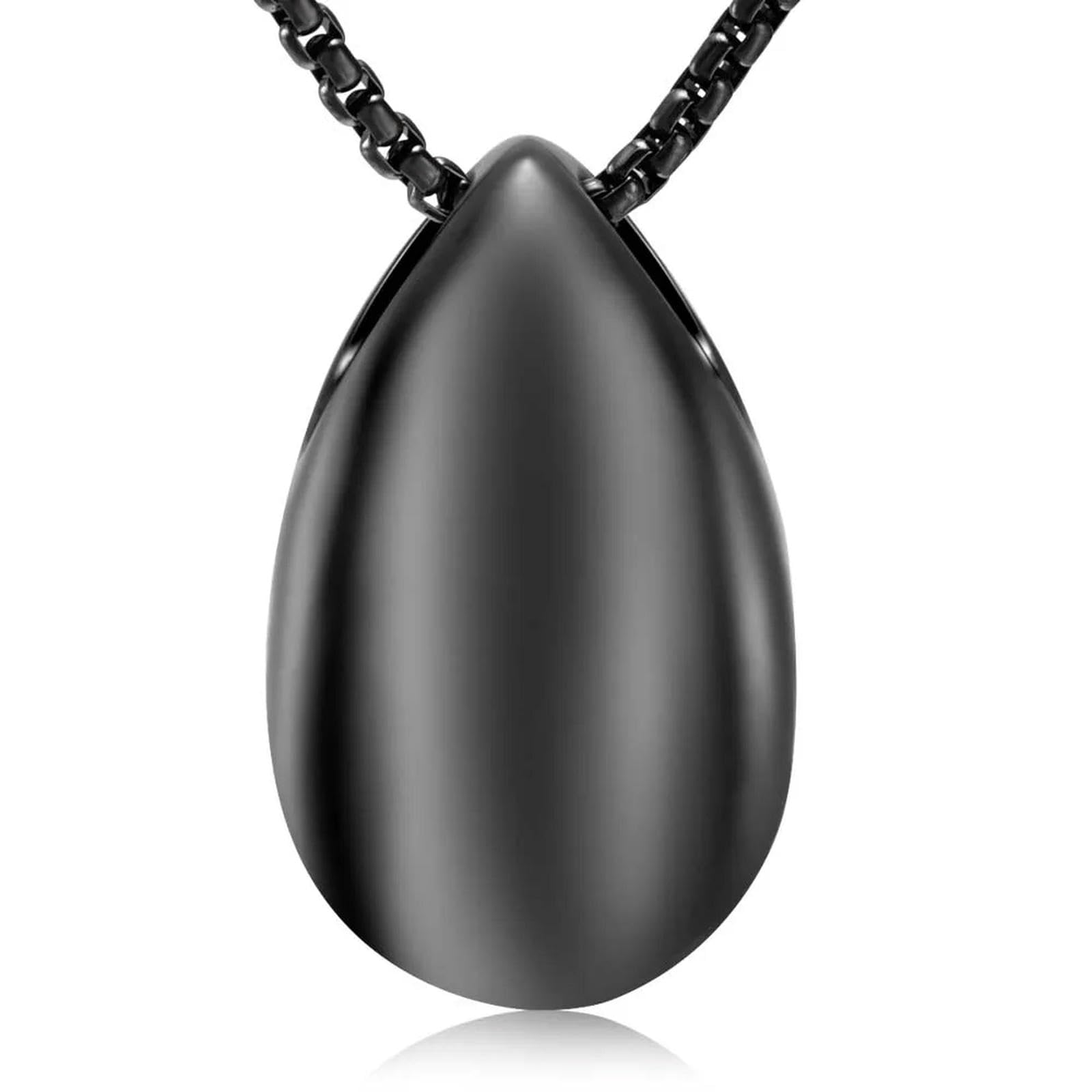 Pendentif urne funéraire en acier inoxydable noir pour cendres avec kit de remplissage