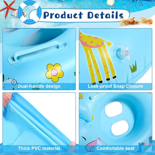 Image of Kids Elephant Shape Swimming Tube Ring Air Blowing Inflatable Cartoon for Summers Holidays Vacations Pool Parties 2 to 8 Years Children Boy Girl Toddlers Birthday Present Returns Gift