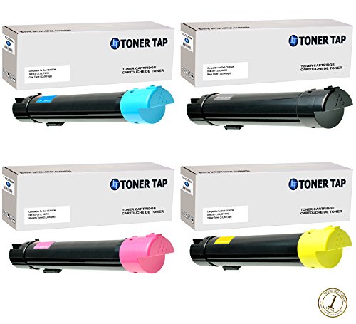 Toner Tap Dell C5765dn, Dell C5765 Compatible Toner Cartridge Replacement Set, Black, Cyan, Yellow and Magenta
