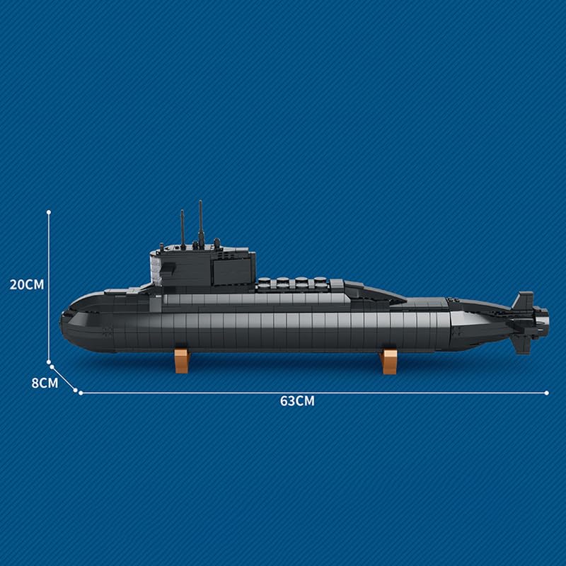 YILETKC Submarine Schiff Bausteine, 1498 Teile U-förmiges U-Boot Klemmbausteine Modell Bausatz, Militär Schiffe Modular Konstruktionsspielzeug, Militär Bauspielzeug für Erwachsene
