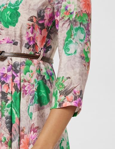 Image of BIBA Women Fit and Flare Below the Knee Rayon Flared Printed Dress