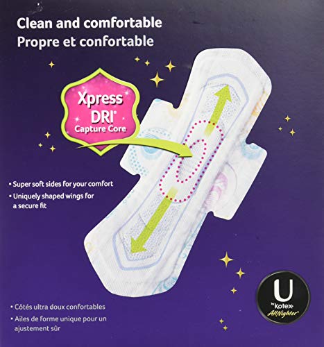 Image of U by Kotex Sanitary Napkin, Allnighter Overnight Ultra Thin, 40 Pads
