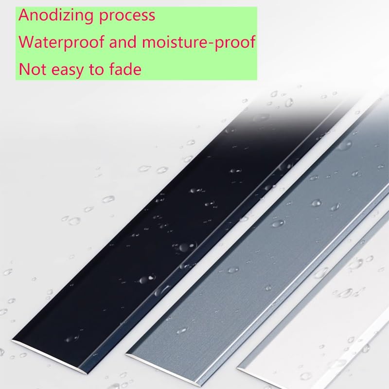 Tira de transición autoadhesiva de aluminio para alfombras y suelos, color gris oscuro, 33 mm, umbral cortable para transiciones de parkett y suelos, solución duradera y elegante