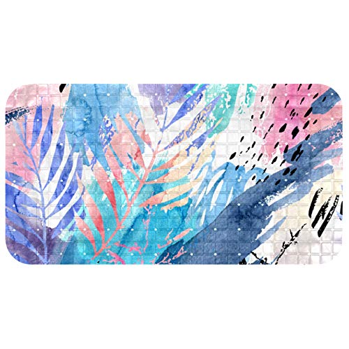 Tapis de bain antidérapant Bennigiry lot de 2 avec ventouses et motif feuilles 27x37 cm - 2