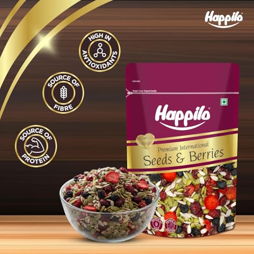 Image of Happilo Premium International Seeds & Berries Mix 200 g (Pack of 2) | Contains Healthy Seeds & Dried Berries | Low in Calories, High in Nutrients | Morning Snack