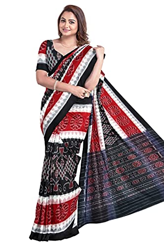 Image of Odisha Sambalpuri Handloom Ikat Women's Cotton Saree, Odisha Handloom Handmade Pure Cotton Khandua Saree, Ikkat Orissa Traditional Handloom Saree Without Blouse