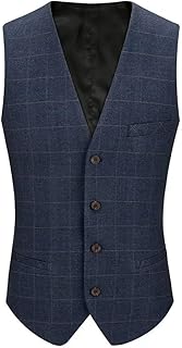 [YIMANIE] スーツ ベスト メンズ ジレベスト ビジネス フォーマル チェック柄 ストライプ スーツ仕立て 4ボダン 5タイプ 大きいサイズ XS-5XL 尾錠付き 上質 紳士 スリム 紺 ブルー グレー