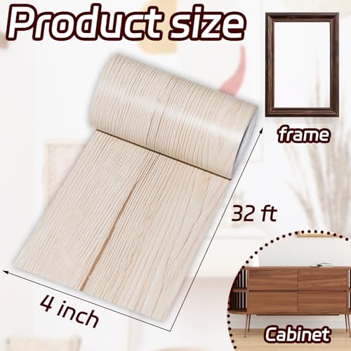 Image of 1 Roll 4 Inch X 32 ft Wood Grain Tape,Wood Contact Paper Self Adhesive Repair Patch for Furniture, Tables, Chairs, Windows, Floors, Home Decor, Handicraft DIY (White)