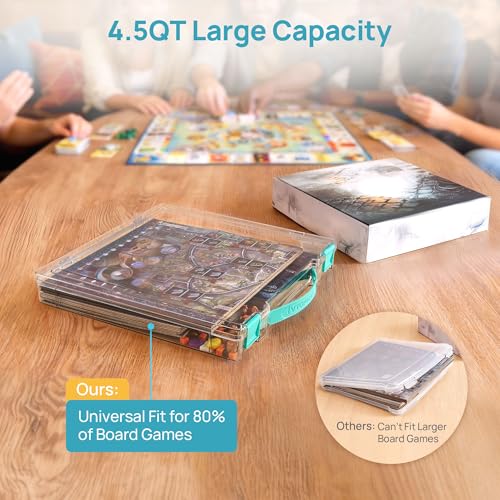 Image of Vtopmart 2 Pack Board Game Storage with Handle and Snap-Tight Latch Lid | Clear Craft Organizer Fit 12 inch x 12 inch Papers, Stackable Storage Box for Scrapbook Storage, Art Supply Storage, Puzzle Storage