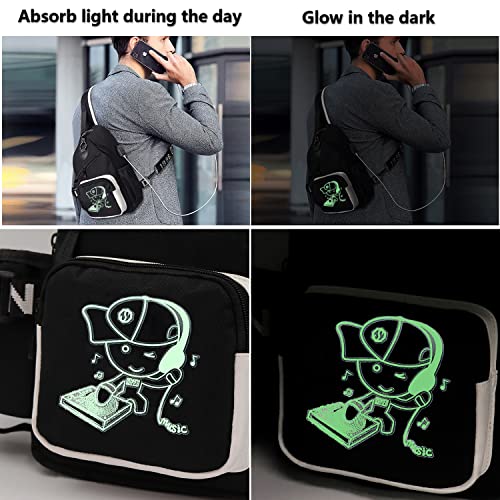 Sling Bag for Boys with USB, Small Chest Pack with Side Pocket, Travel Shoulder Backpack3