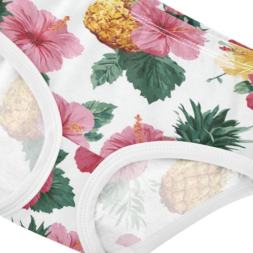 Wusikd Pineapple Hibiscus Girls' Underwear Cotton Flowers Girls Briefs Soft Toddler Underwear 2T4