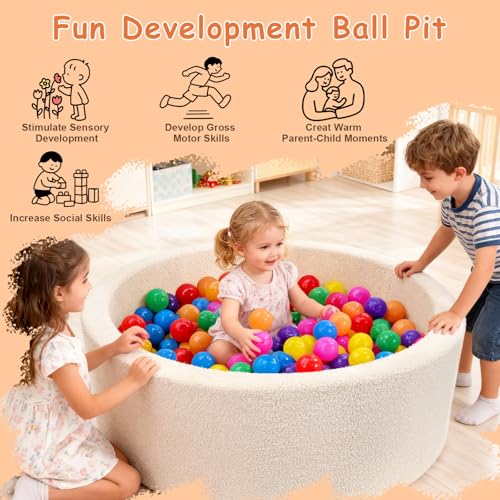 MEOGETY Kids Foam Ball Pits for Toddlers Babies Dogs Cats, Soft Infant Baby Ball Pit Pool for Girls and Boys Gifts, (Balls NOT Included) Imitation Teddy Colours by MEOGETY - Image 8