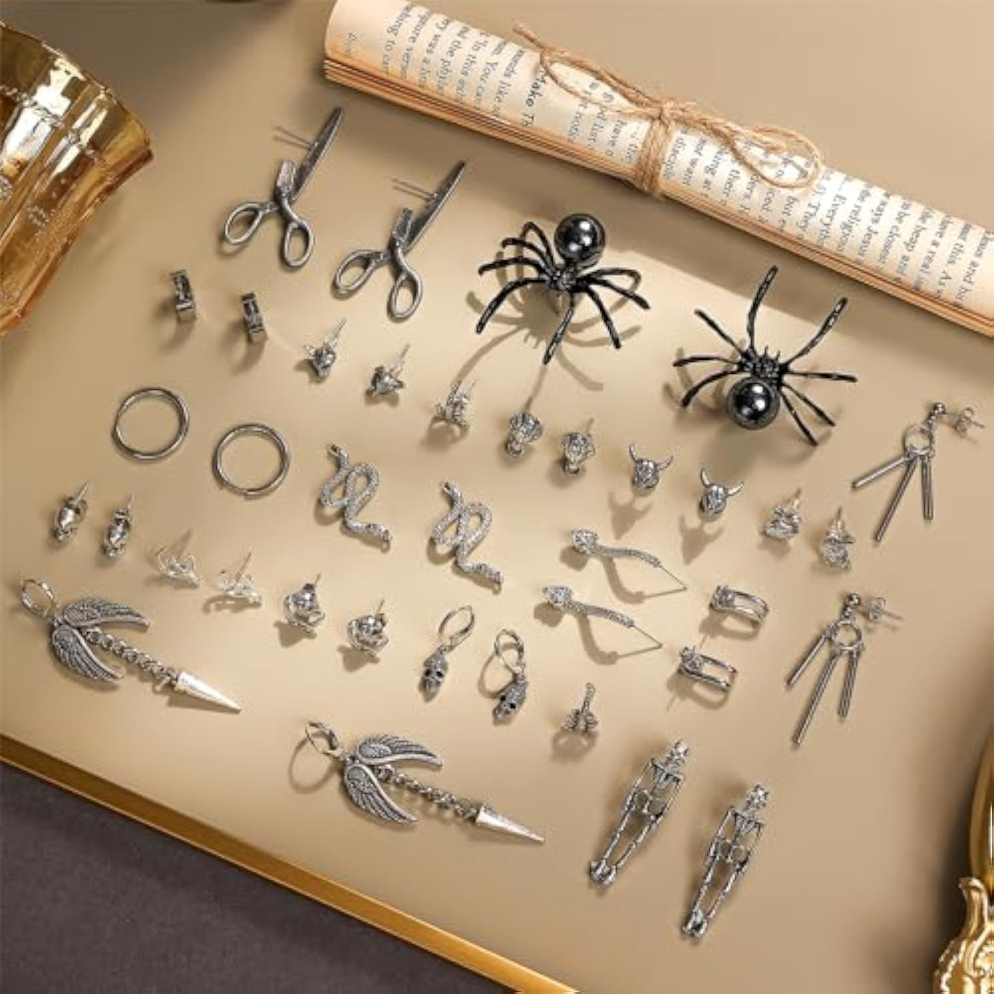 18 Pairs Men's Y2K Punk Hoop Dangle Earrings Set