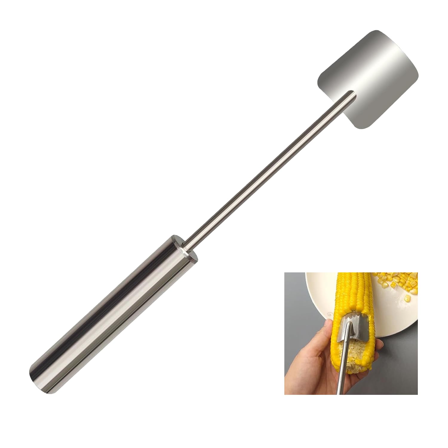Corn Peeler and Stripper - Stainless Steel Cob Remover With Ergonomic Handle for Kitchen - Sweet Corn Planer Thresher Tool