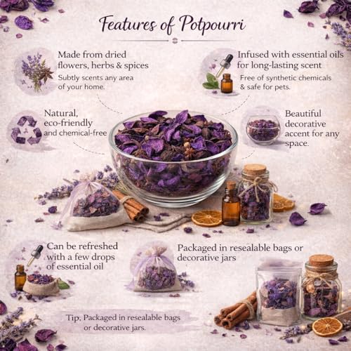 Image of Pure Source India Potpourri - Natural Dried Flower Fragrance Lavender | Long Lasting Home Fragrance | Decorative Bowl Filler | Wardrobe & Car Freshener | Essential Oil Infused (Blue, 100gm)