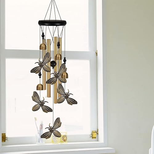 Miniatura 6 de Campanillas de viento de abeja para exteriores, campanillas de viento conmemorativas, campanas de viento de abejas móviles, atrapador de viento de