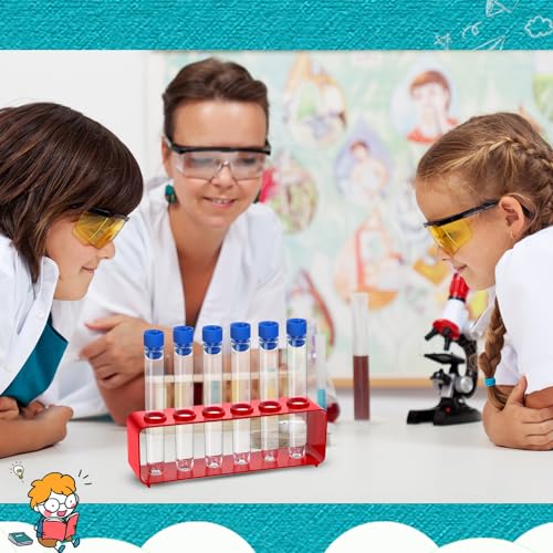 2 sets test tubes with rack clear plastic test with caps and 6 holes holder rack nurse party decorations shot tubes for scientific experiments party favors candyredintegrated