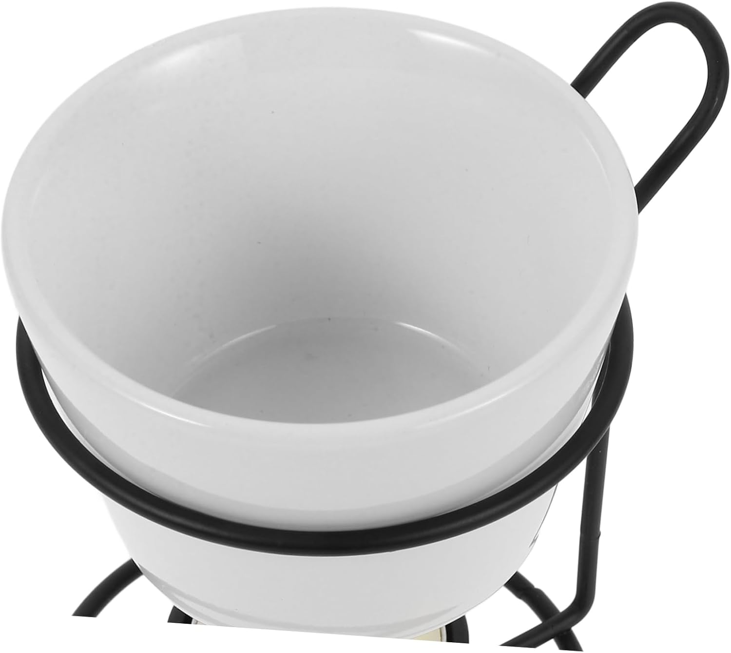 VOSAREA 2-Piece Ceramic Butter Warmer Set Stand Melting Fondue Pot for Chocolate Cheese and Butter Includes Iron Rack for Parties and Seafood