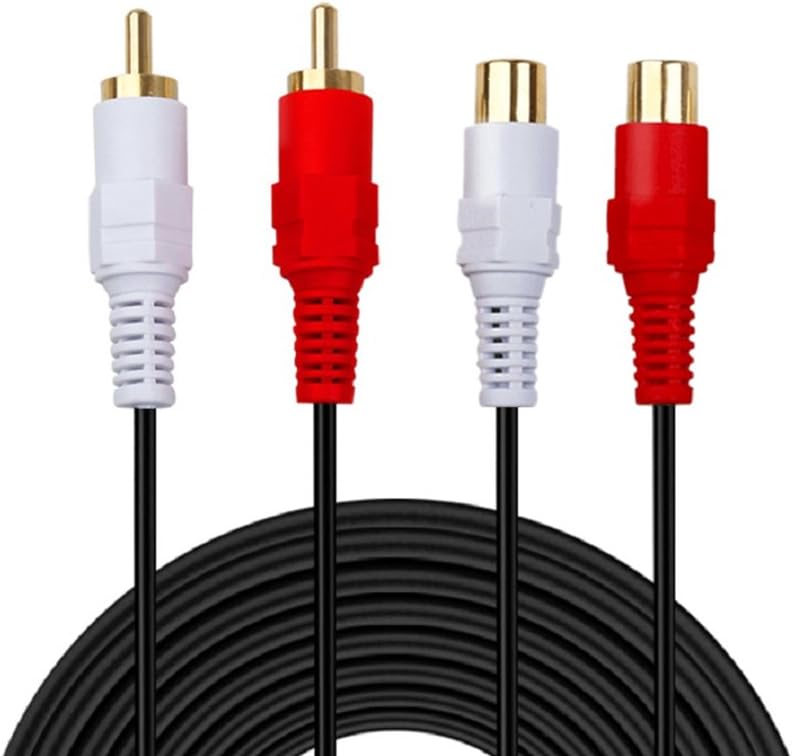 6ft Gold Plated 2 RCA Male to Female Stereo Audio Extension Cable