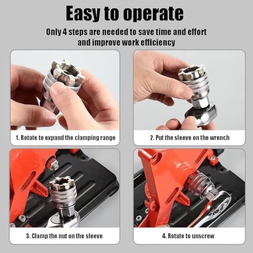 Image of Universal Socket Wrench Tool 10-19mm Adjustable Self-Adjusting Multi Function Socket Spanner for 3 /8 Inch Drive Ratchet, Torque Wrench, Power Drill, Home Repair Tool with Drill Adapter