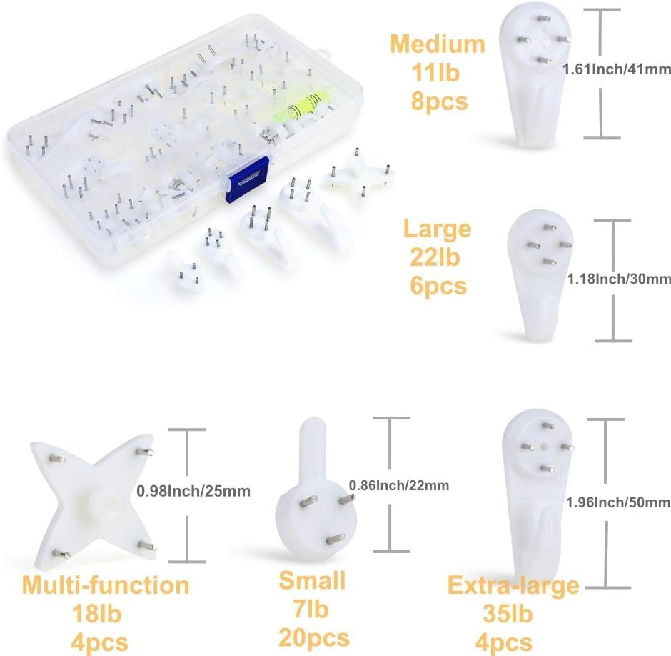 Image of Invisible Wall Hooks with Nail Screws, No Trace Hanging Solution, 42 Pieces
