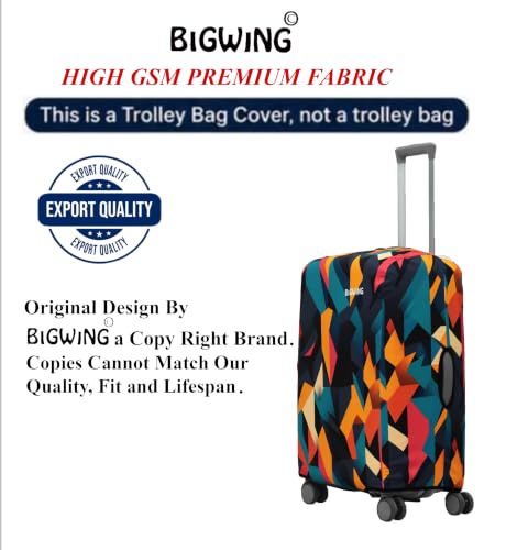 Image of BIGWING Protective Luggage Cover in Polyester Fabric with Abstract Print Multicolour | 28' Inch 75 cm Large Size | Hard Luggage (Fiber) Trolley Bag Cover