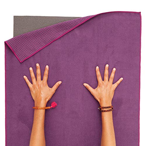 Serviette de Yoga GRIP2 | avec Picots antidérapants | en Microfibre | Serviette d'entraînement antidérapante pour Tapis de Yoga | Antibactérien | Bleu – Image 5