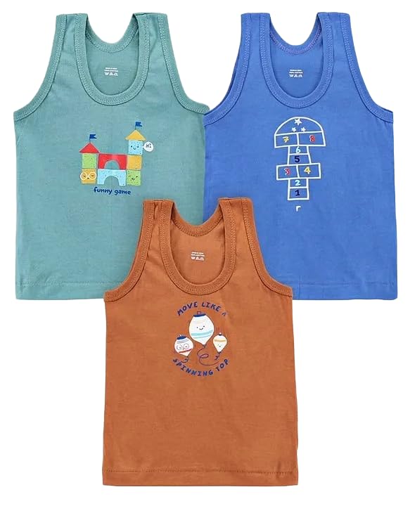 Image of BABA AND BABY Cotton Printed Vest baniyan for Baby Summer wear Sleeveless for Kids