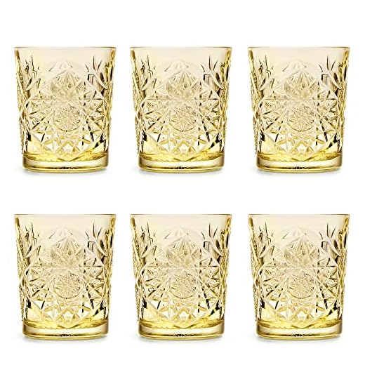 Vaso Hobstar Pale Yellow de Libbey / – 355 ml/35,5 cl - 6 unidades – diseño vintage – apto para el lavavajillas