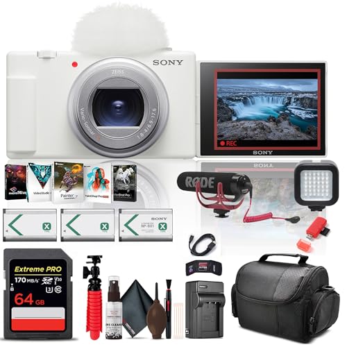 Sony ZV-1 II VlogJ RecNGC^[Vloggerp (zCg) (ZV-1M2/W) + v}CN + 64GB J[h + tHg\tgEFA + NP-BX1obe[2 + J[h[_[ + LEDCg + 