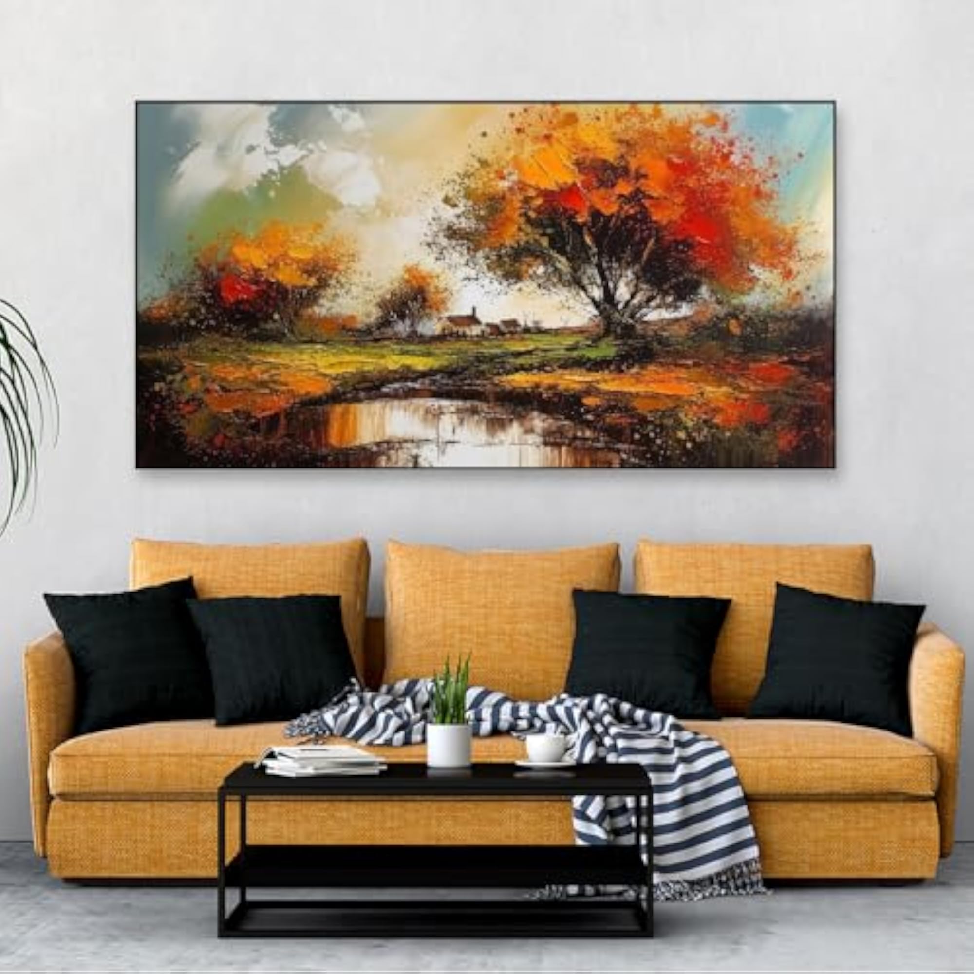 Beautiful Abstract Tree Forest River Floating Frame