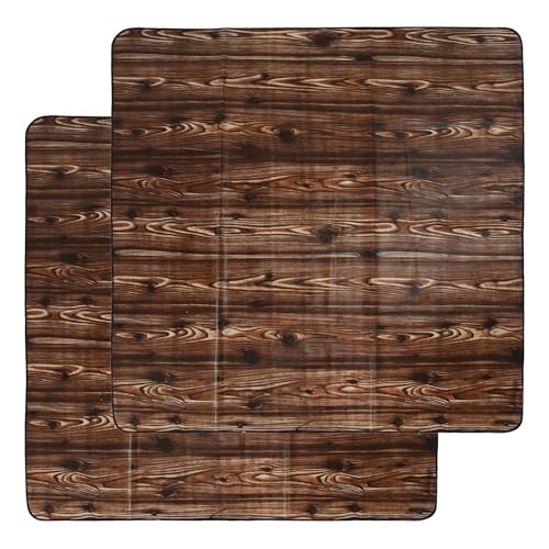 Image of Kuber Industries Food Mat | Wooden Texture Bed Server | Laminated Bed Protector | Bed Server for Bedsheet | 36 Inch | Pack of 2 | Dark Brown
