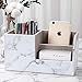 KINGFOM Desk Organizer Office Supplies Caddy Pu Leather Multi-function Storage Box Pen/Pencil,Cell phone, Business Name Cards Remote Control Holder Gray Marble