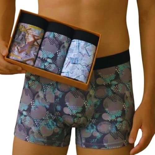 Generic MOKICHI Men's Boxer Brief Underwear 3-Pack Gray GREY GOLD BLUE - Image 1