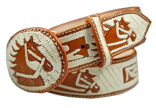 Workmen-V Cowboy Embroidered Leather Belt Horse Design (42)