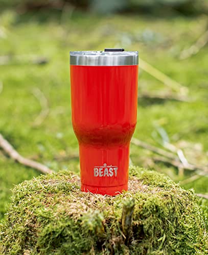 Image of Beast 30oz Red Insulated Reusable Tumbler- BPA Free | Stainless Steel Coffee Cup with Lid,2 Straws,Brush & Gift Box